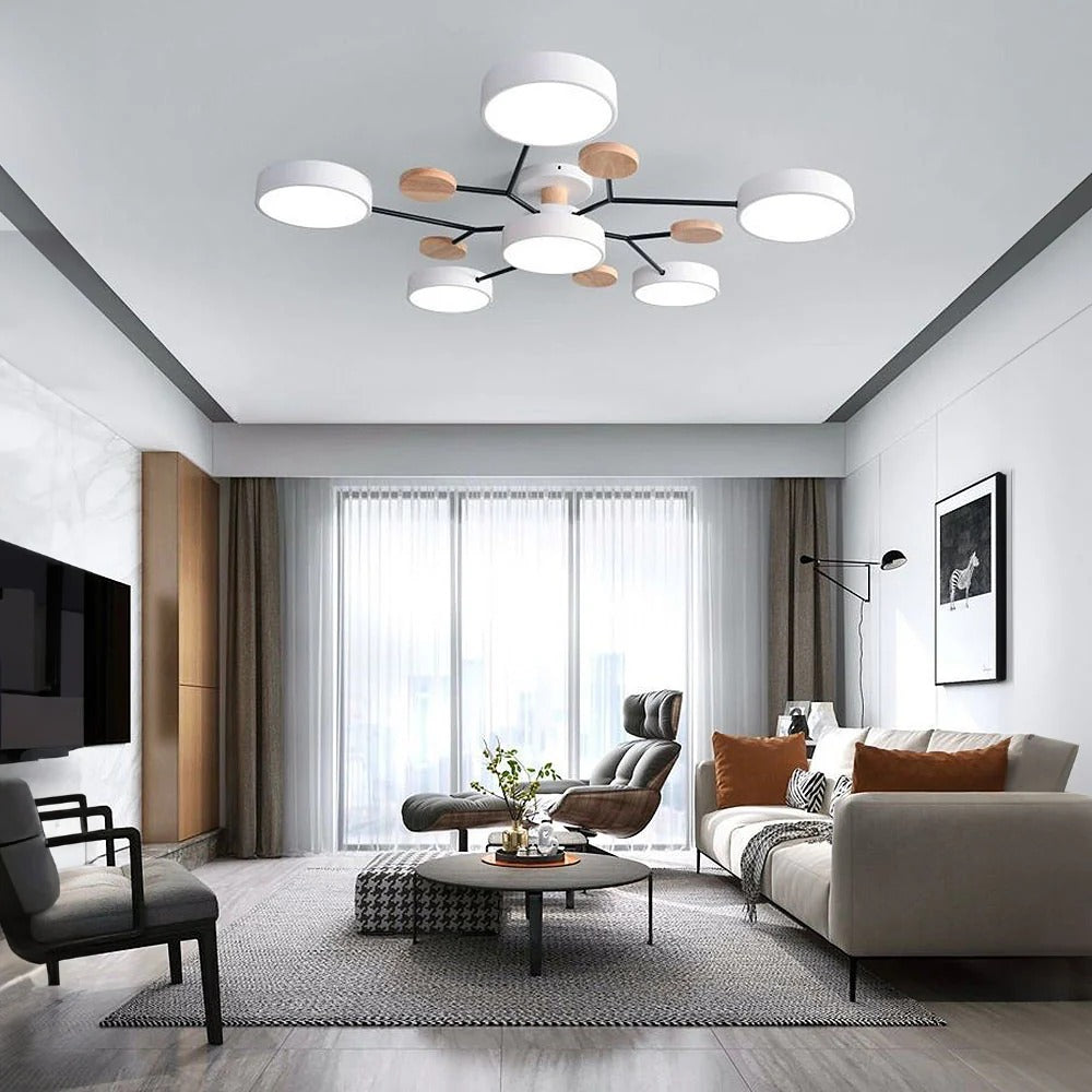 Laudovo™ Round Iron LED Semi-Flush Chandelier