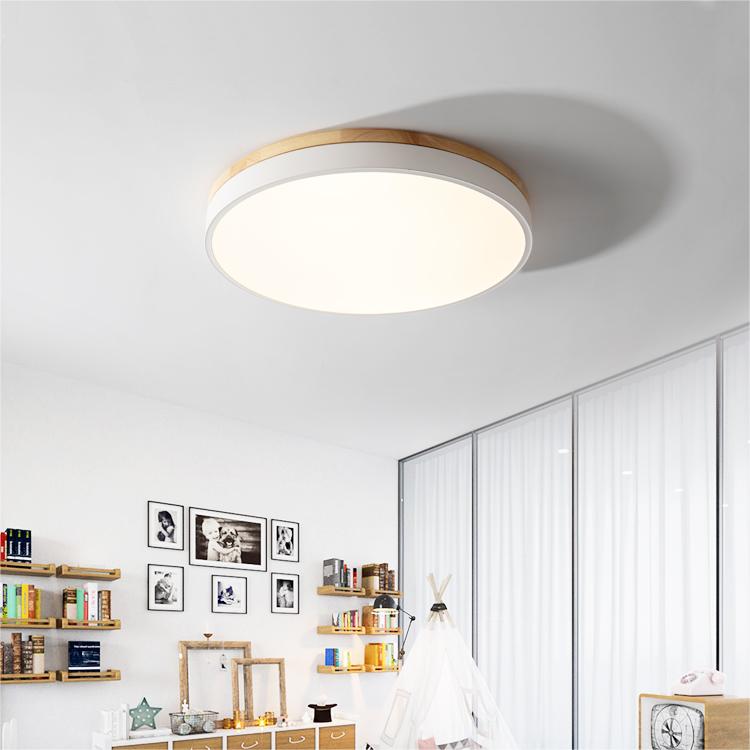 Laudovo™ Wooden Round Shape Flush Ceiling Lights For Living Room