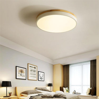 Laudovo™ Wooden Round Shape Flush Ceiling Lights For Living Room
