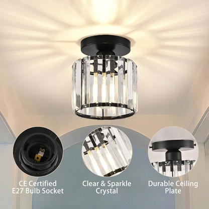 Laudovo™ Modern Simplicity Clear Striped Glass Shade Ceiling Light