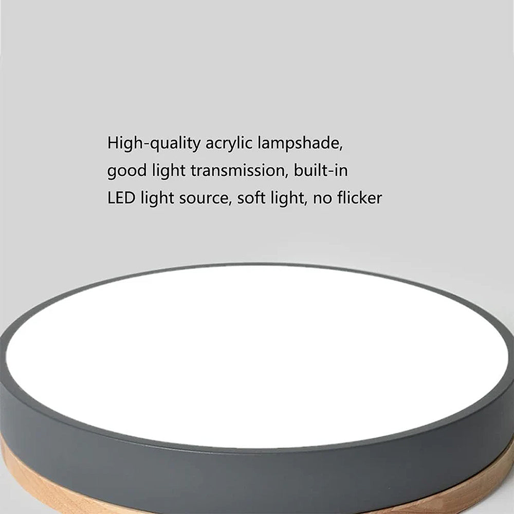 Laudovo™ Wooden Round Shape Flush Ceiling Lights For Living Room