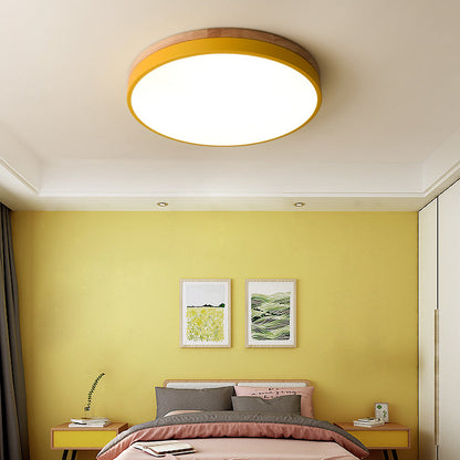 Laudovo™ Wooden Round Shape Flush Ceiling Lights For Living Room