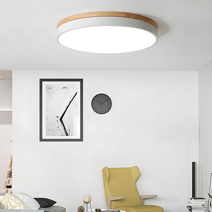 Laudovo™ Wooden Round Shape Flush Ceiling Lights For Living Room