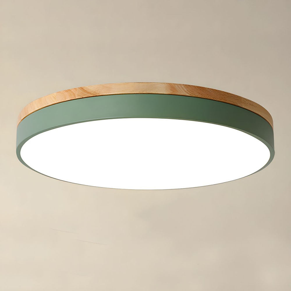 Laudovo™ Wooden Round Shape Flush Ceiling Lights For Living Room