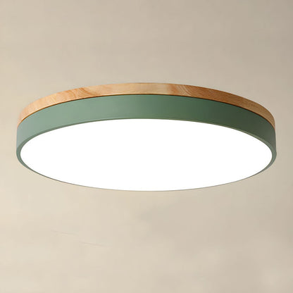 Laudovo™ Wooden Round Shape Flush Ceiling Lights For Living Room