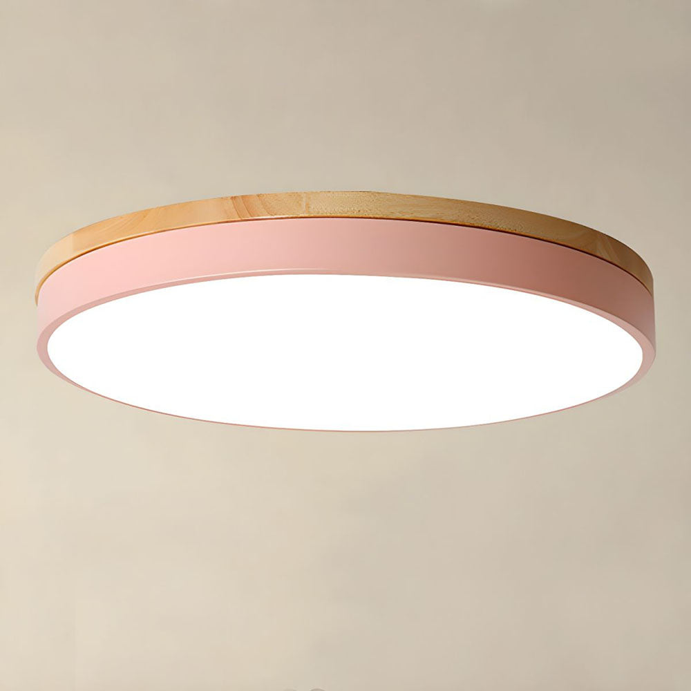 Laudovo™ Wooden Round Shape Flush Ceiling Lights For Living Room