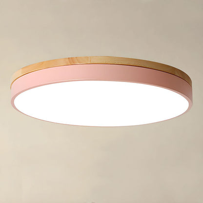 Laudovo™ Wooden Round Shape Flush Ceiling Lights For Living Room