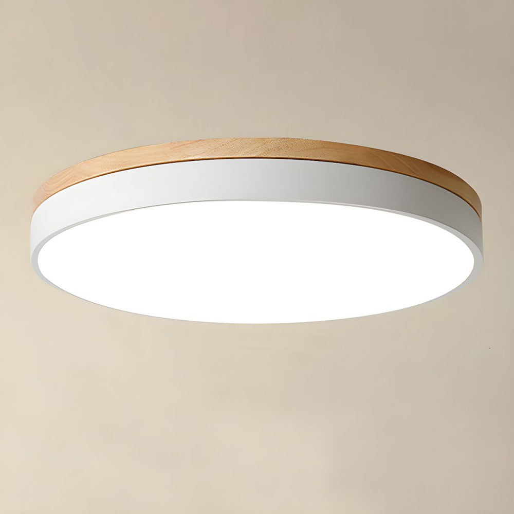 Laudovo™ Wooden Round Shape Flush Ceiling Lights For Living Room