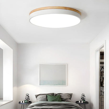 Laudovo™ Wooden Round Shape Flush Ceiling Lights For Living Room