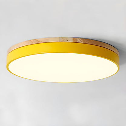 Laudovo™ Wooden Round Shape Flush Ceiling Lights For Living Room