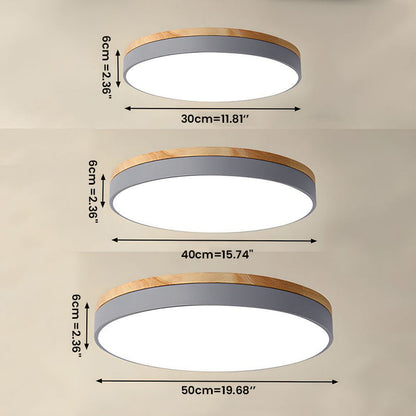 Laudovo™ Wooden Round Shape Flush Ceiling Lights For Living Room