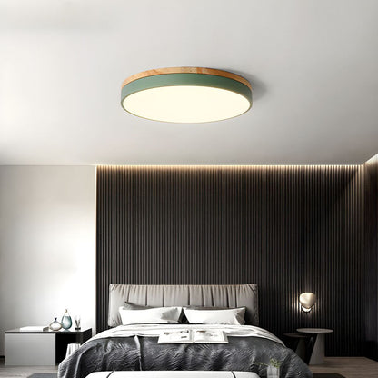 Laudovo™ Wooden Round Shape Flush Ceiling Lights For Living Room