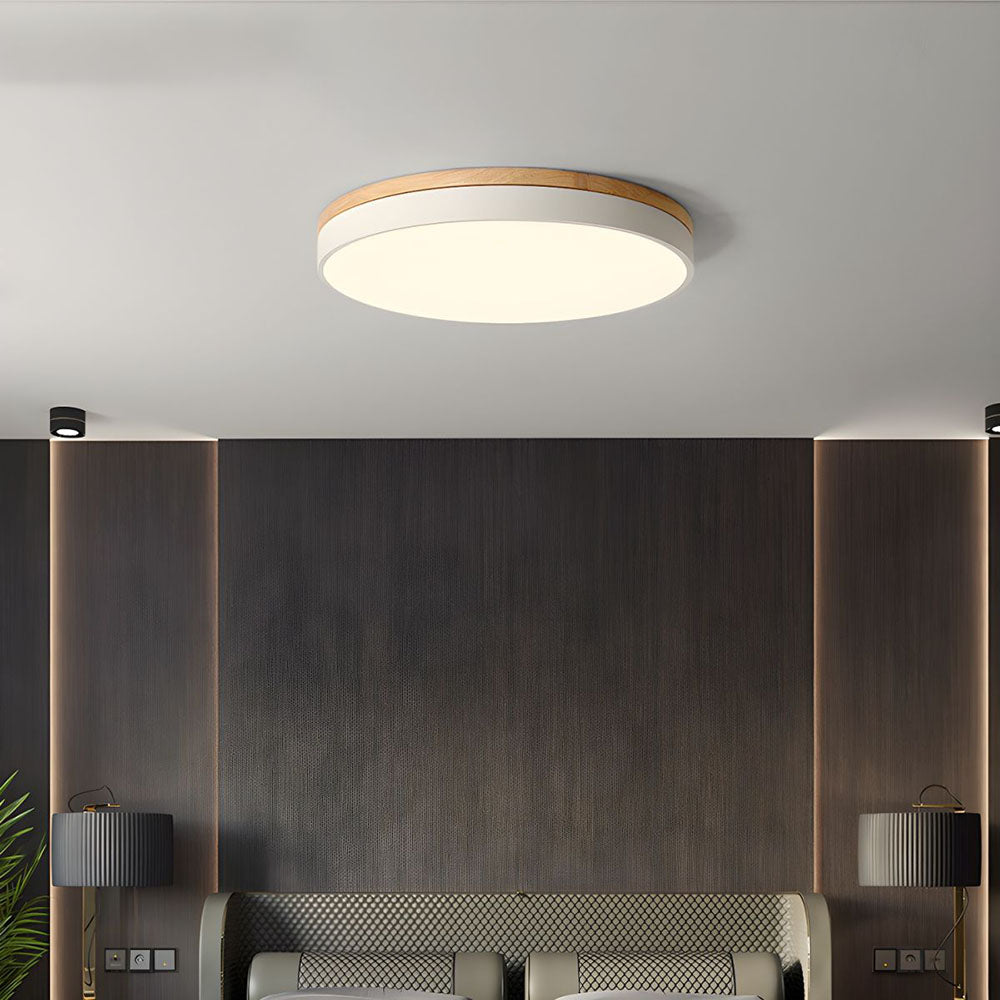 Laudovo™ Wooden Round Shape Flush Ceiling Lights For Living Room