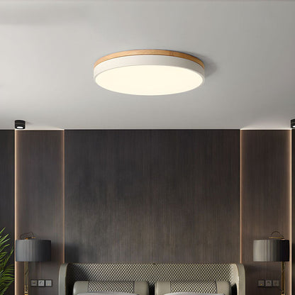Laudovo™ Wooden Round Shape Flush Ceiling Lights For Living Room