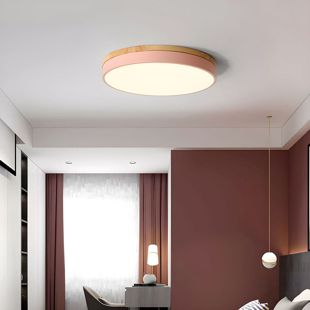 Laudovo™ Wooden Round Shape Flush Ceiling Lights For Living Room