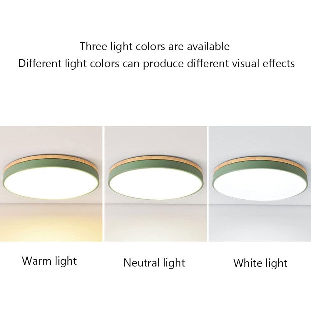 Laudovo™ Wooden Round Shape Flush Ceiling Lights For Living Room