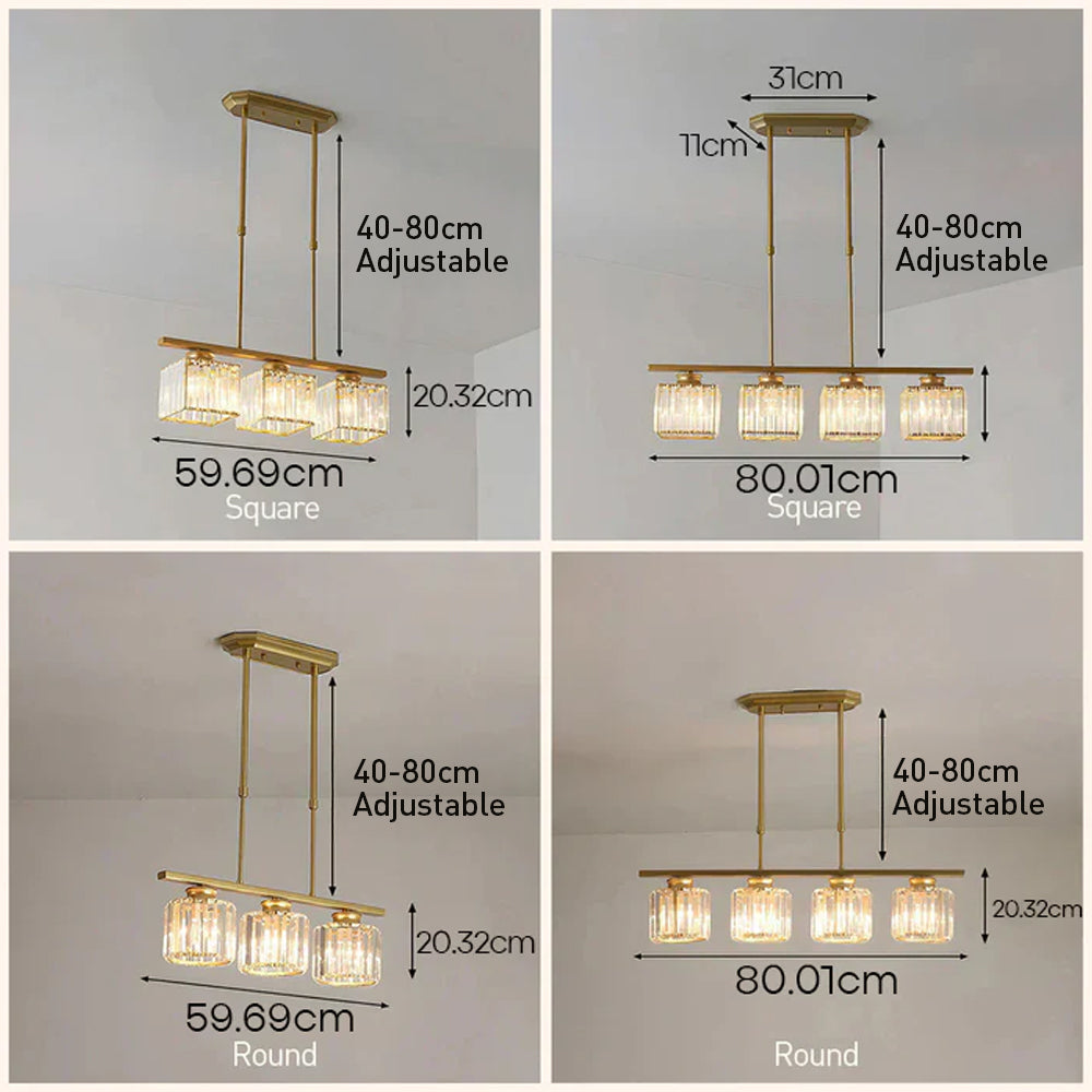Laudovo™ Nordic Multi-Head Designer Long Glass Island Lamps