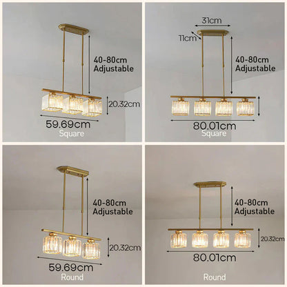 Laudovo™ Nordic Multi-Head Designer Long Glass Island Lamps