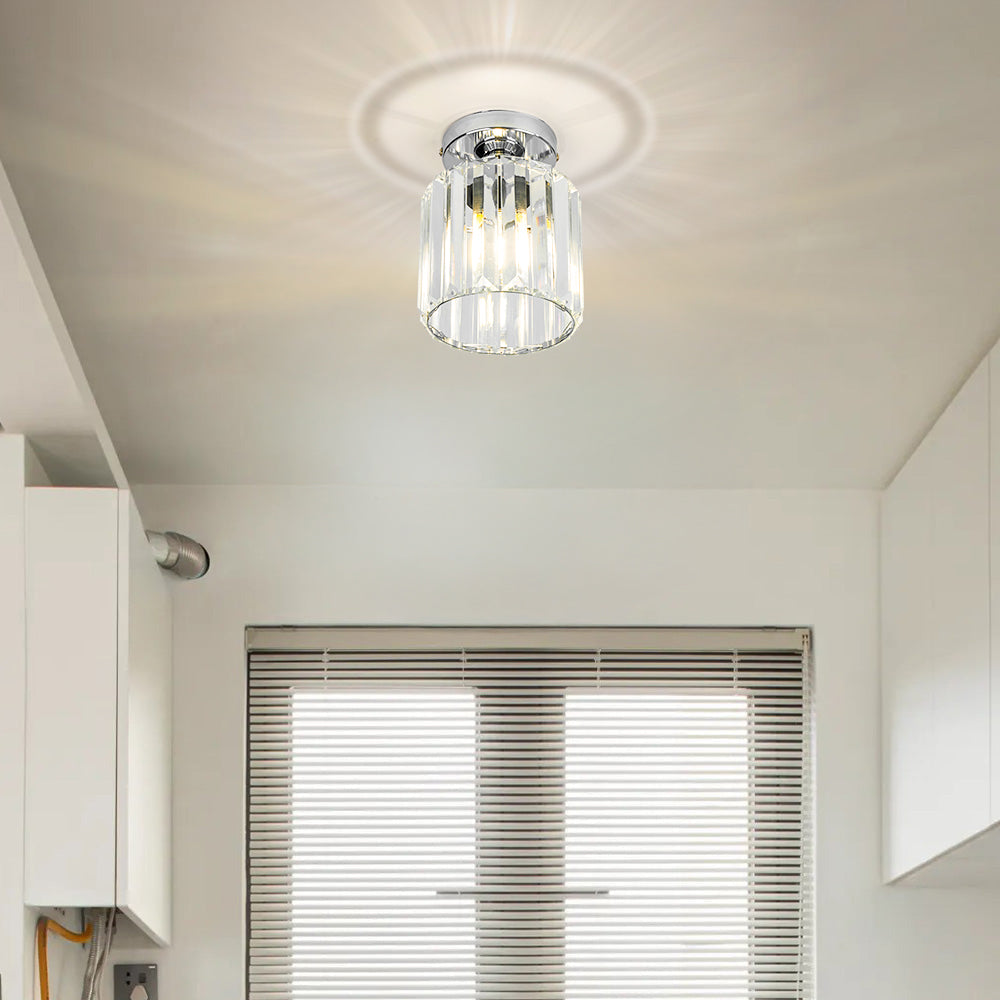 Laudovo™ Modern Simplicity Clear Striped Glass Shade Ceiling Light