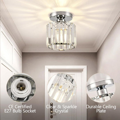 Laudovo™ Modern Simplicity Clear Striped Glass Shade Ceiling Light