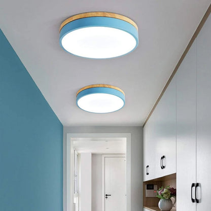 Laudovo™ Wooden Round Shape Flush Ceiling Lights For Living Room