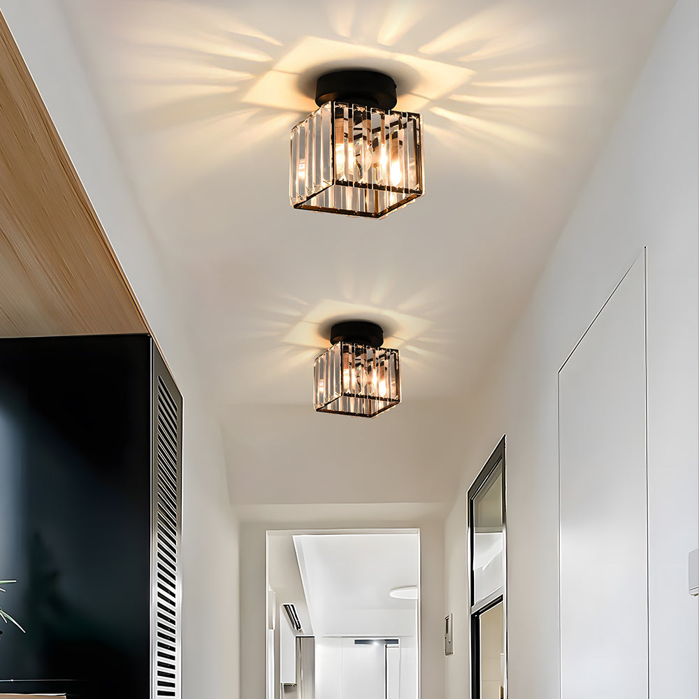 Laudovo™ Modern Simplicity Clear Striped Glass Shade Ceiling Light