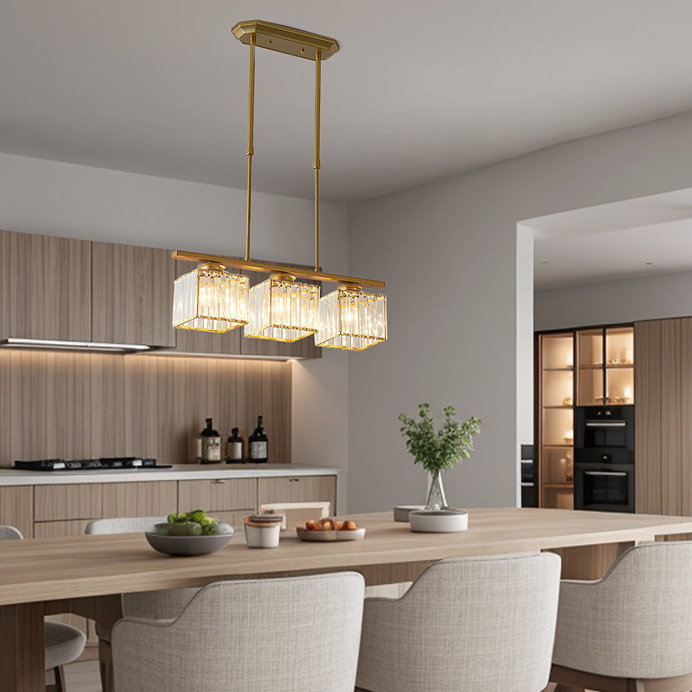 Laudovo™ Nordic Multi-Head Designer Long Glass Island Lamps