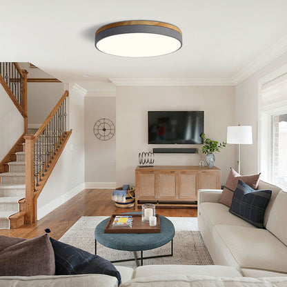 Laudovo™ Wooden Round Shape Flush Ceiling Lights For Living Room