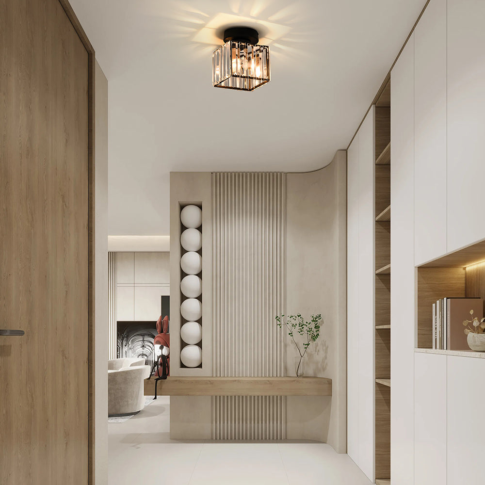 Laudovo™ Modern Simplicity Clear Striped Glass Shade Ceiling Light