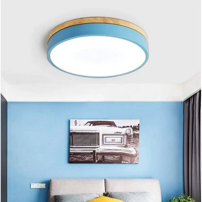 Laudovo™ Wooden Round Shape Flush Ceiling Lights For Living Room