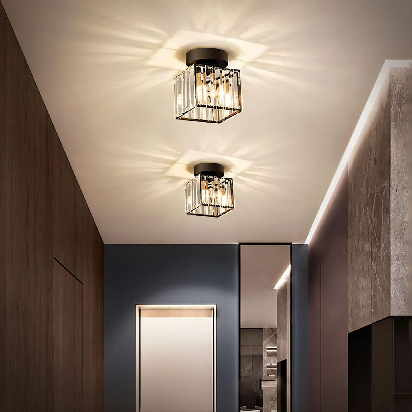 Laudovo™ Modern Simplicity Clear Striped Glass Shade Ceiling Light