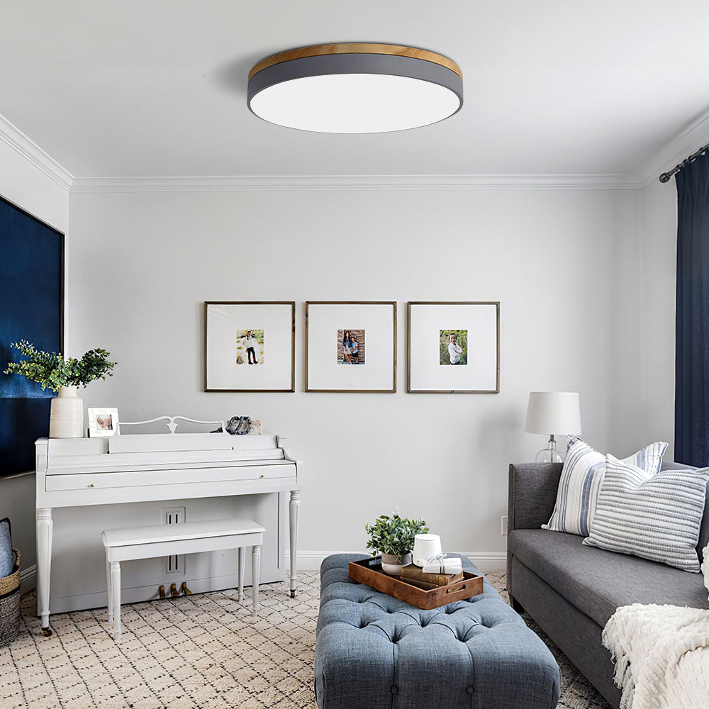 Laudovo™ Wooden Round Shape Flush Ceiling Lights For Living Room