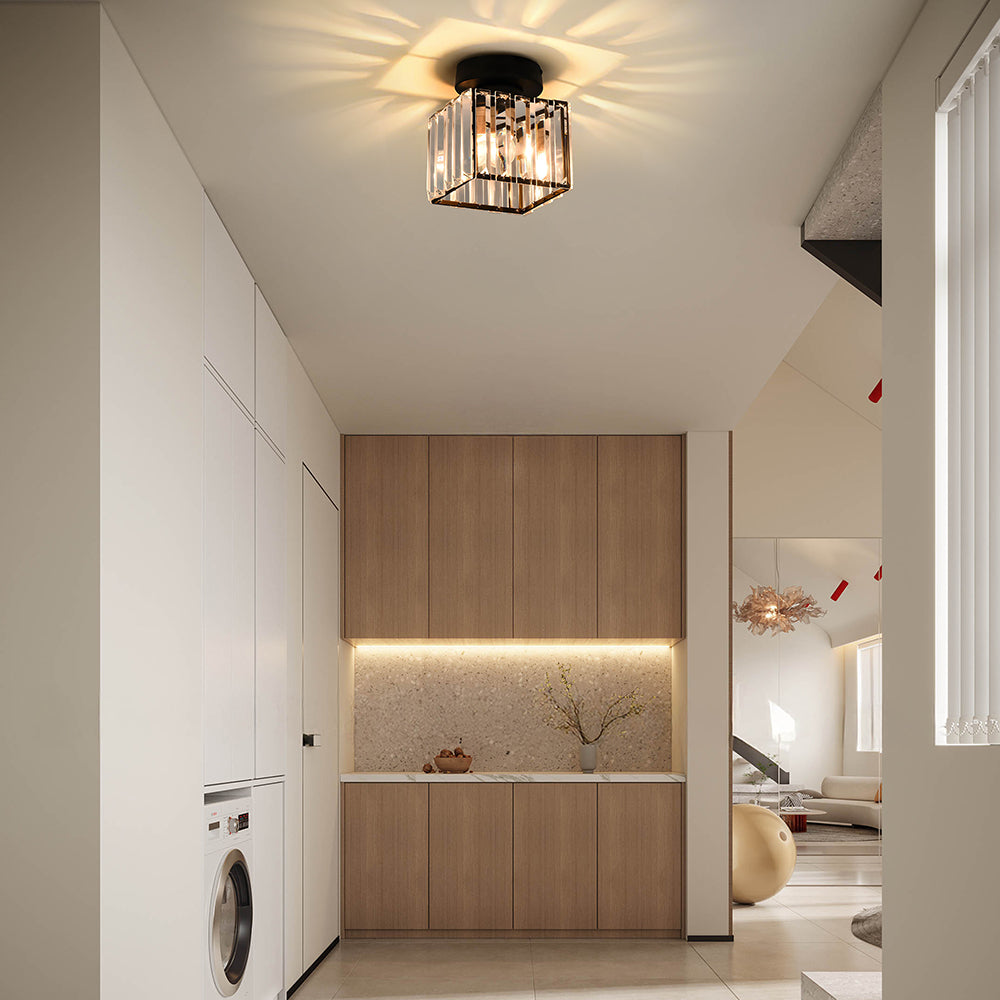 Laudovo™ Modern Simplicity Clear Striped Glass Shade Ceiling Light