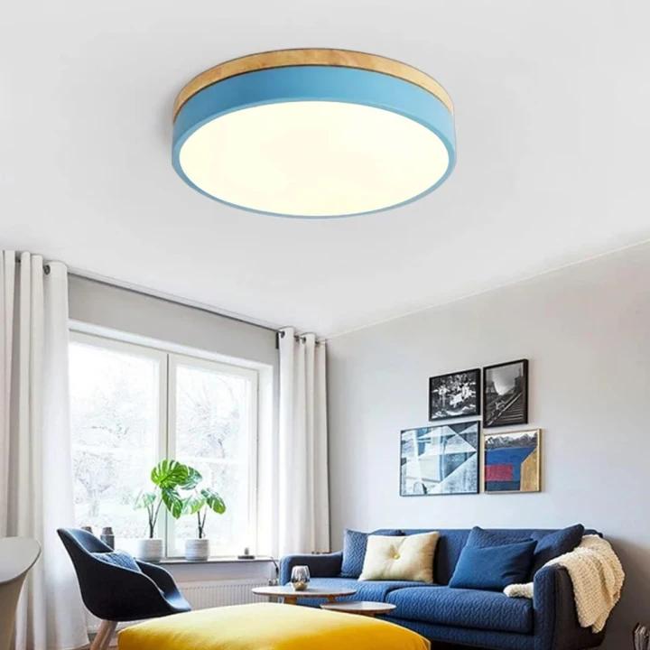 Laudovo™ Wooden Round Shape Flush Ceiling Lights For Living Room