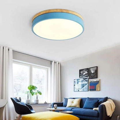 Laudovo™ Wooden Round Shape Flush Ceiling Lights For Living Room