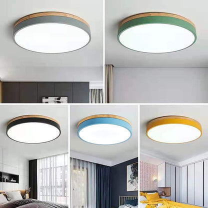 Laudovo™ Wooden Round Shape Flush Ceiling Lights For Living Room