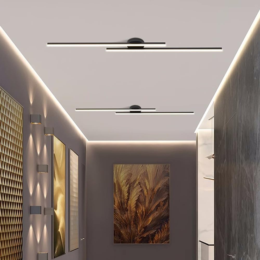Laudovo™ Modern Aluminium Long Strip Semi Flush Mount LED Ceiling Light For Living Room
