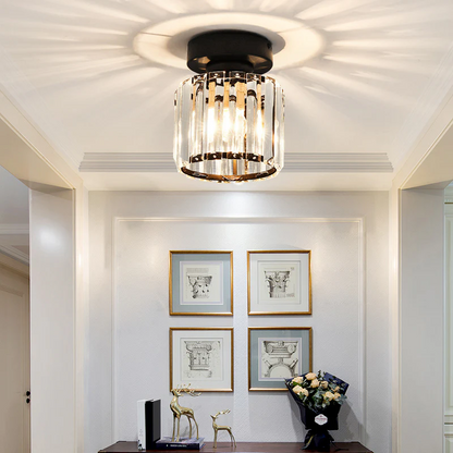 Laudovo™ Modern Simplicity Clear Striped Glass Shade Ceiling Light