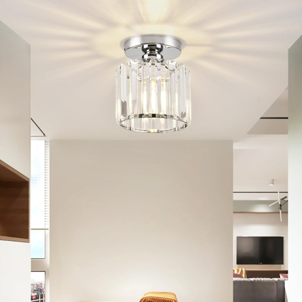 Laudovo™ Modern Simplicity Clear Striped Glass Shade Ceiling Light