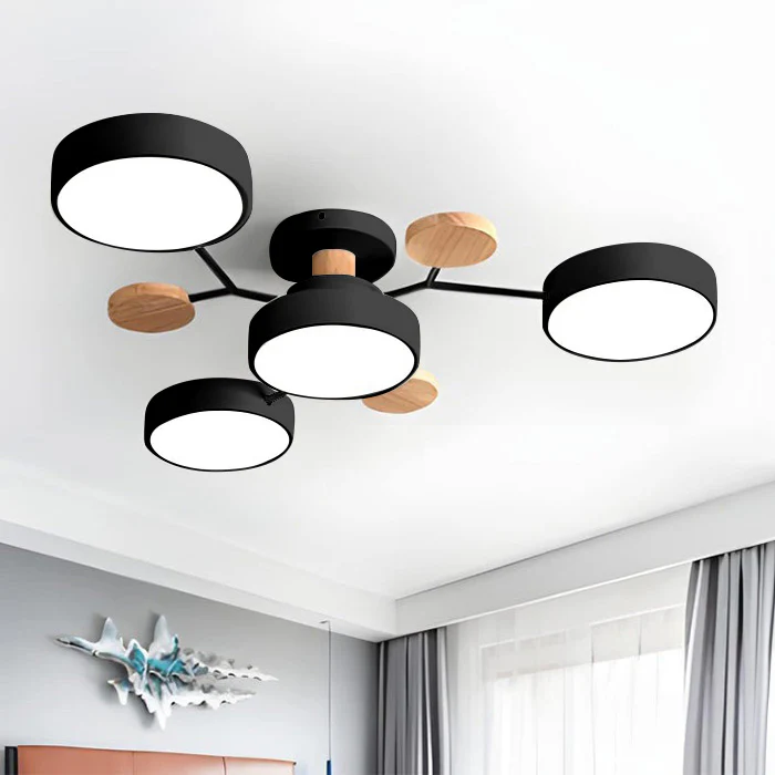 Laudovo™ Round Iron LED Semi-Flush Chandelier