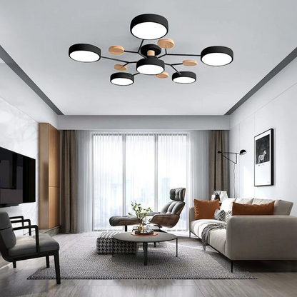 Laudovo™ Round Iron LED Semi-Flush Chandelier