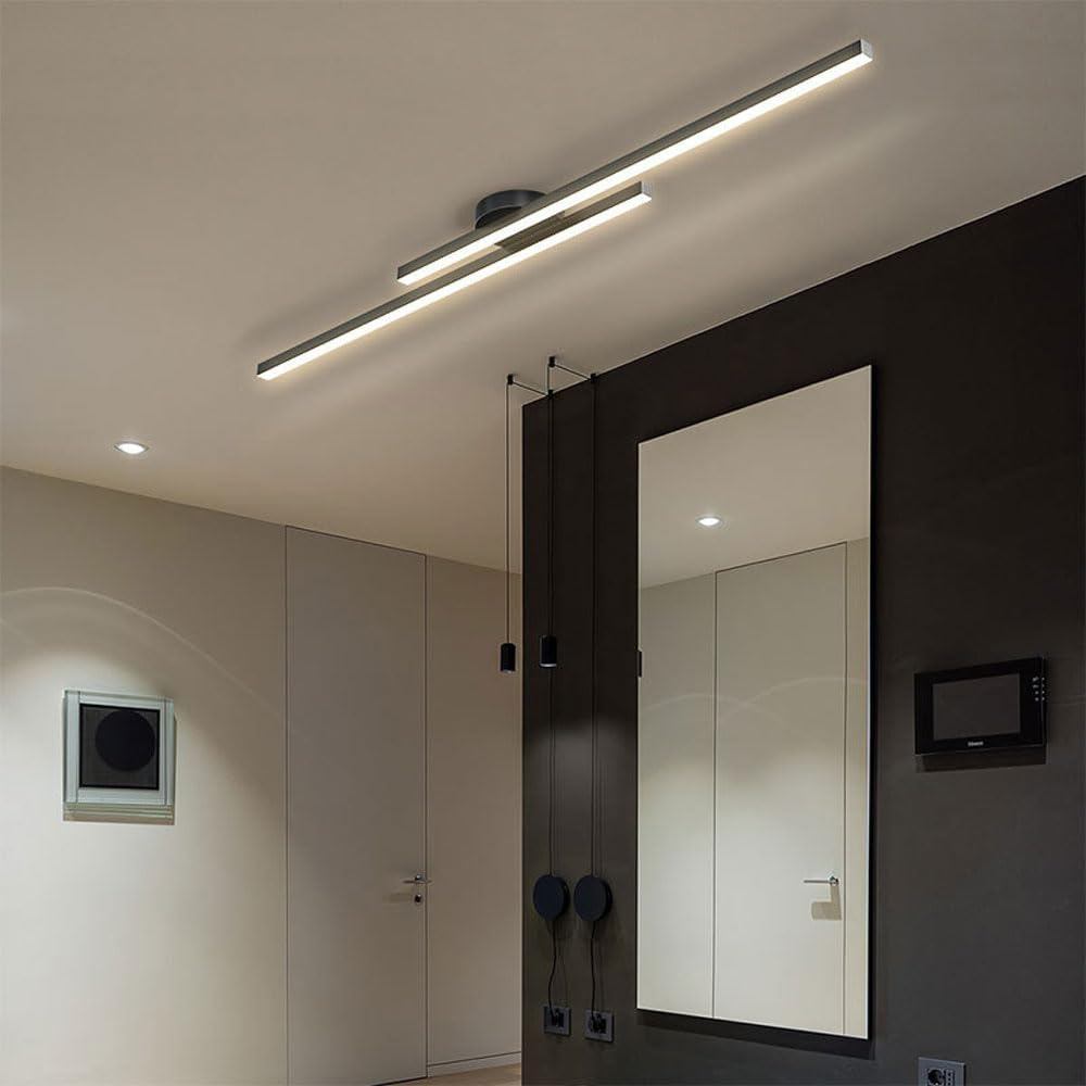 Laudovo™ Modern Aluminium Long Strip Semi Flush Mount LED Ceiling Light For Living Room