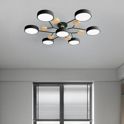 Laudovo™ Round Iron LED Semi-Flush Chandelier