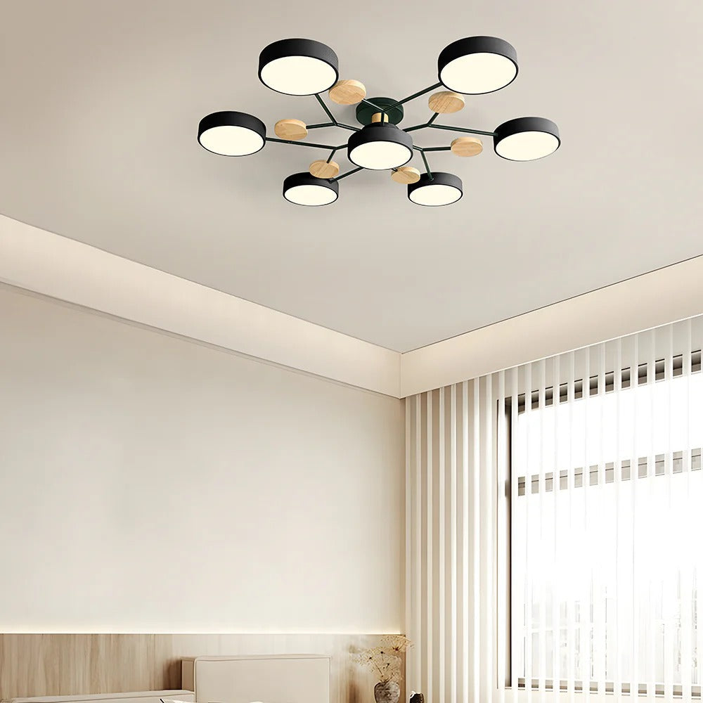 Laudovo™ Round Iron LED Semi-Flush Chandelier
