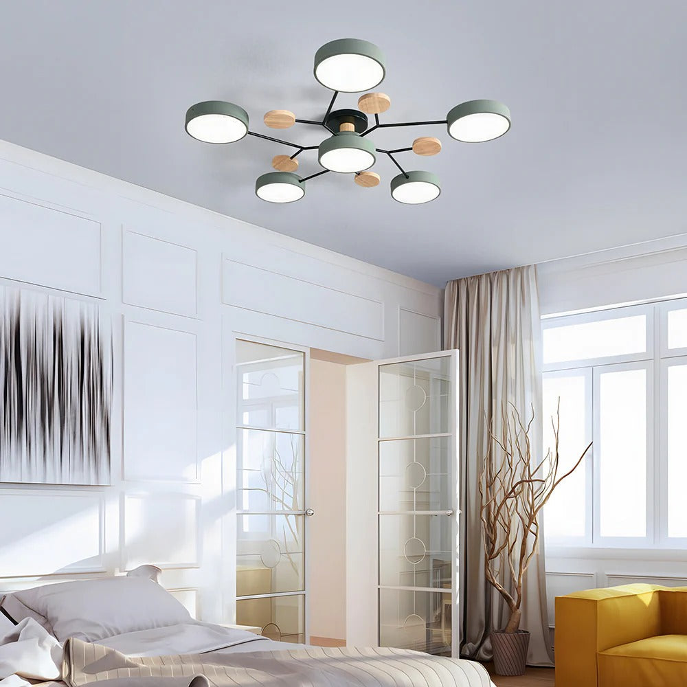 Laudovo™ Round Iron LED Semi-Flush Chandelier