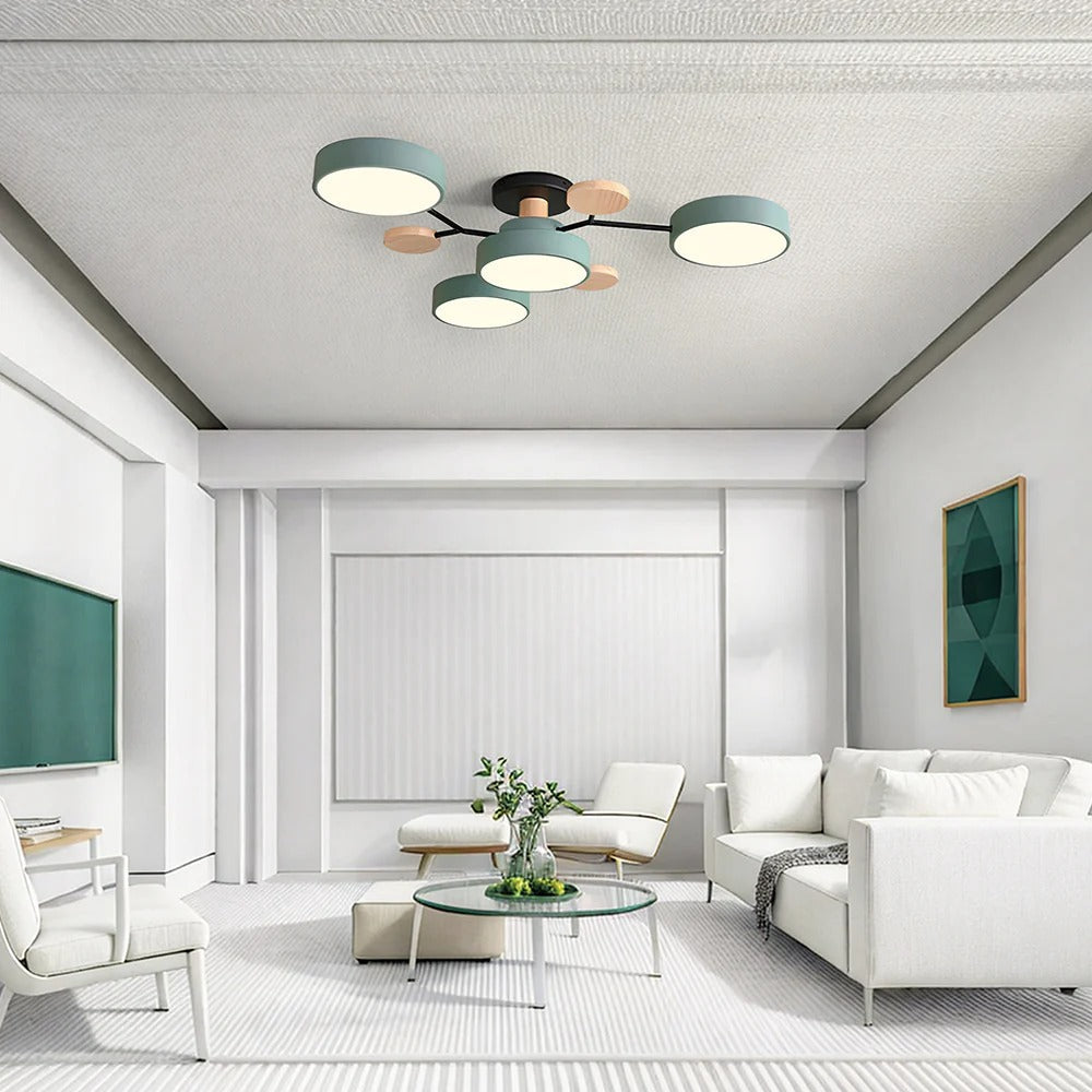Laudovo™ Round Iron LED Semi-Flush Chandelier