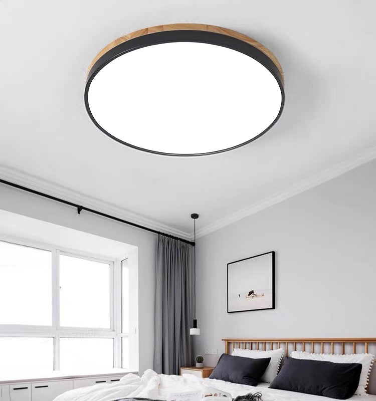 Laudovo™ Wooden Round Shape Flush Ceiling Lights For Living Room