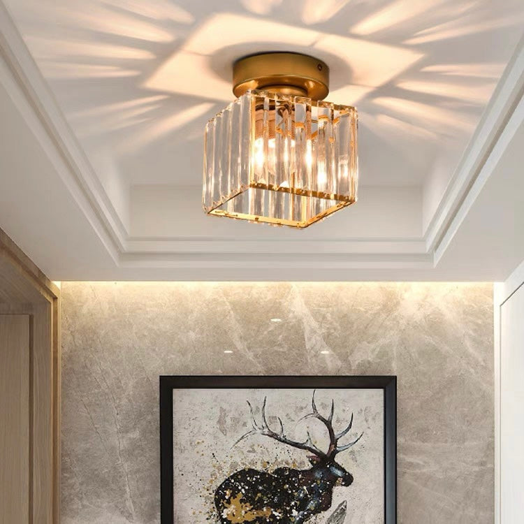 Laudovo™ Modern Simplicity Clear Striped Glass Shade Ceiling Light