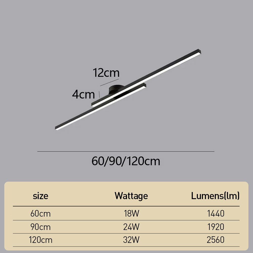 Laudovo™ Modern Aluminium Long Strip Semi Flush Mount LED Ceiling Light For Living Room