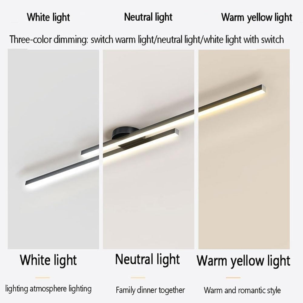 Laudovo™ Modern Aluminium Long Strip Semi Flush Mount LED Ceiling Light For Living Room